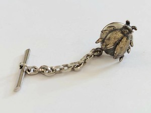 Vintage Beetle Bug Tie Tack Lapel Pin Silver Tone Insect
