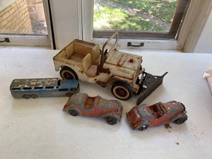 Vintage Tonka Jeep Snow Plow & Cast Metal Toy Vehicle Lot