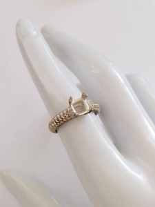 Vintage Sterling Silver Semi-Mount Ring Setting Princess Cut Size 7