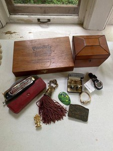 Vintage Smalls Lot Hohner Harmonica Elgin Watch Boxes Cufflinks
