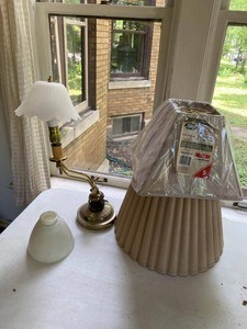 Brass Adjustable Desk Lamp with Assorted Replacement Lamp Shades