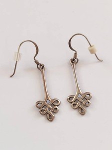 Sterling Silver 925 Celtic Knot Dangle Drop Earrings MJ Maker Mark