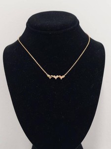 Gold-Tone Three Heart Rhinestone Pendant Necklace Fashion Jewelry