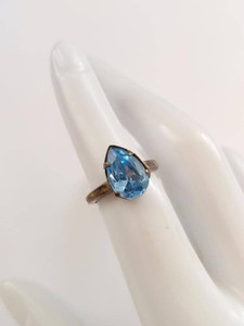 Vintage Sterling Silver Blue Pear Shape Stone Ring Size 6