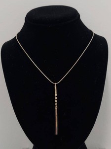Vintage Style Silver Tone Y-Drop Pendant Necklace with Stones