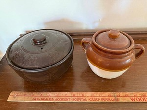 Lot of Vintage Stoneware Covered Bowl & Imperial Austria Bean Pot