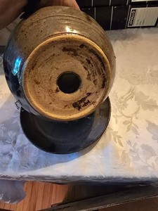 Studio Pottery Lamp Base Brown Drip Glaze Stoneware Vessel Form