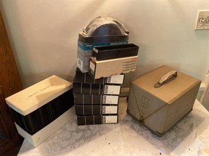 Keystone 511 Slide Projector w Apollo Trays Storage Boxes Case
