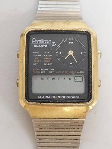 Armitron Vintage Ana-Digi Alarm Chronograph Watch 203100 Two-Tone