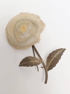 Vintage Solar Quartz Druzy Agate Flower Brooch Pin Silver Tone