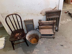Vintage Primitive Laundry Decor Lot Washboards Anchor Wringer Chairs