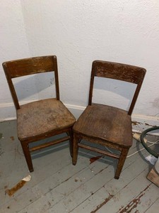Vintage Posture Seat Childrens Wood School Chair Pair