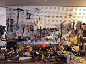 Assorted Workshop Hand Tools Hardware Parts Pegboard Bench Lot - Take what you want