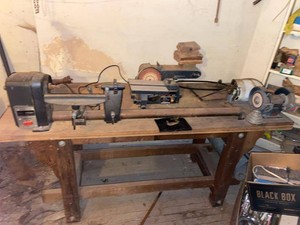 Craftsman Wood Lathe Workbench Setup w Belt Disc Sander Grinder