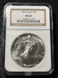 1987 AMERICAN SILVER EAGLE NGC MS69