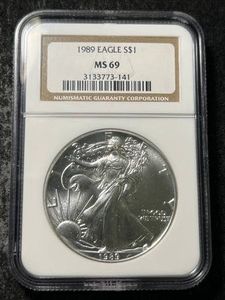 1989 AMERICAN SILVER EAGLE NGC MS69