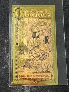11000TH TROY OZ 24K GOLD NEW HAMPSHIRE GOLDBACK