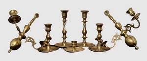 BR1 - Brass Candle Holders Mixed Set (Lot of 7)