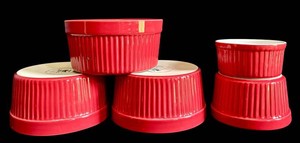K - Ramekins - Red Stoneware Pioneer Woman & Pier 1 Imports (Lot of 5)