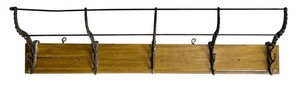 DR - Wall Shelf With Hooks Vintage Rustic Wood & Metal