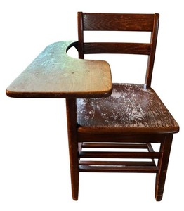LR - Vintage Oak School Desk 1940s