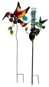 G - Hummingbird Garden Stakes With Rain Gauge (Lot of 2)