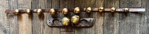 LR - Vintage Brass Sleigh Bells on Leather Straps (Lot of 2)