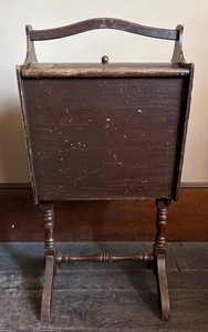 LR - Sewing Cabinet Vintage Wooden Sewing Cabinet With Broken Door and Wire
