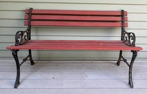 FP - Vintage Wooden Bench With Metal Frame