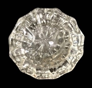 DR - Vintage Glass Door Knob Clear Glass Brass Collar 5in
