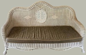 P - Vintage White Wicker Sofa