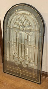 LL - Vintage Leaded Arch Panel Beveled Glass Window