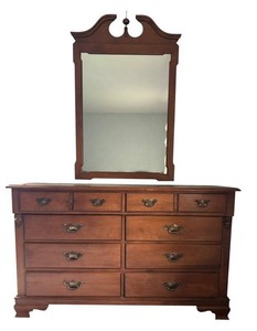 BR3 - Vintage Young Republic Solid Hard Rock Maple Dresser With Mirror