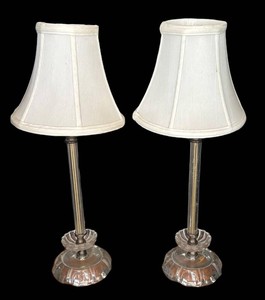 MB - Two Vintage Glass Buffet Lamps
