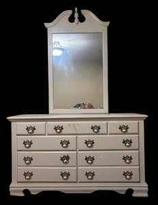 LLBR2 - Vintage White Dresser With Mirror