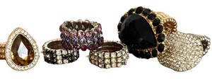 K - Six Stretch Rings Rhinestone Statement Ring Collection