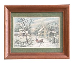 MB - American Homestead, Winter Print by George Henry Durrie