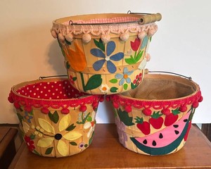 MB - Vintage Hand-Decorated Wooden Bushel Baskets