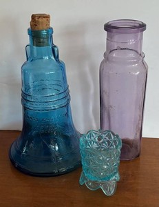 MB - Two Glass Bottles & Toothpick Holder