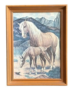 MB - Horse Print - White Mare and Foal Print by DeSoto