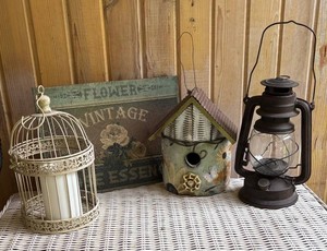 P - Decorative Metal Sign, Lantern, Birdhouse & Birdcage Decor