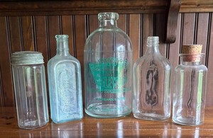 LR - Variety of Vintage Glass Bottles