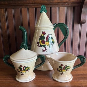 LR - Vintage Poppytrail by Metlox Rooster Coffee Service