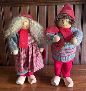 LR - Two Handcrafted Christmas Dolls by Bibi Larsen of Sweden