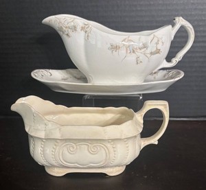 LR - Two Vintage Gravy Boats by Johnson Bros & Thompsons Old Liverpool Ware