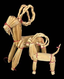 LR - Two Straw Julbock Goat Figurines