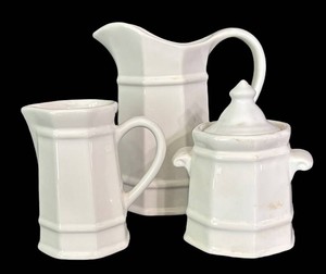 LR - Pfaltzgraff Heritage Pitcher, Sugar Dish & Creamer Pitcher