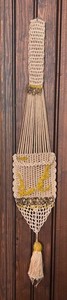 DR - Vintage Beaded Macram Wall Pocket Hanging