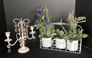 LR - Vintage Style Candelabra & Faux Floral Arrangement