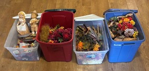 LL - Four Bins of Assorted Fall Decor